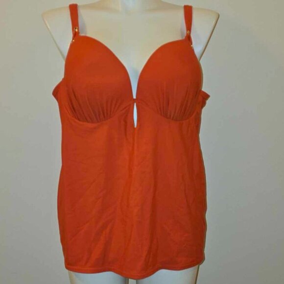 Swim by Cacique Plus Size Underwire Tankini - Orange With Gold Accents - 44C - Picture 1 of 9